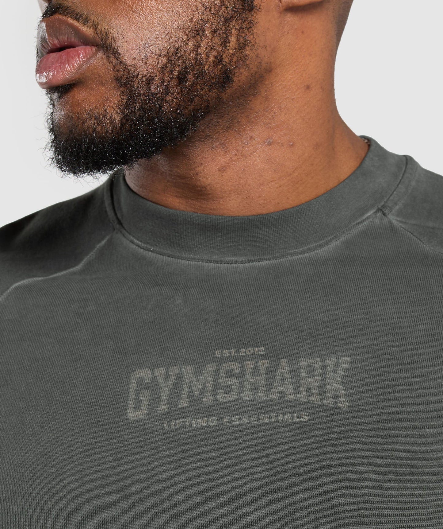 GYMSHARK Lebanon - Heavyweight T-Shirt Black - Front Close up