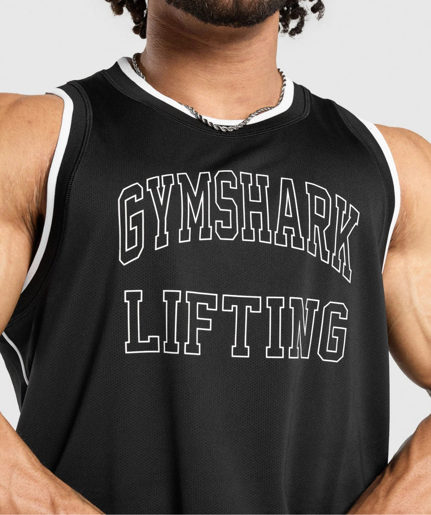 GYMSHARK Lebanon - Mesh Tank Black - Front Close up