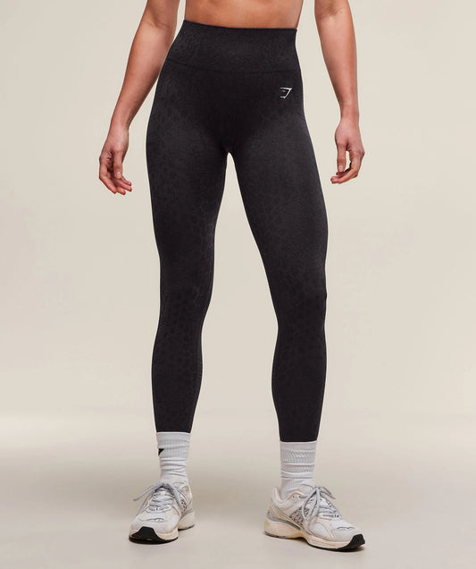 GYMSHARK Lebanon - Adapt X Whitney Animal Seamless Leggings Asphalt Grey/Black - Front