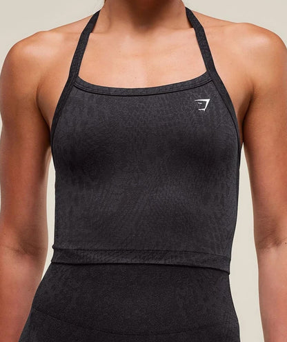 GYMSHARK Lebanon - Adapt X Whitney Animal Seamless Midi Tank Black - Front
