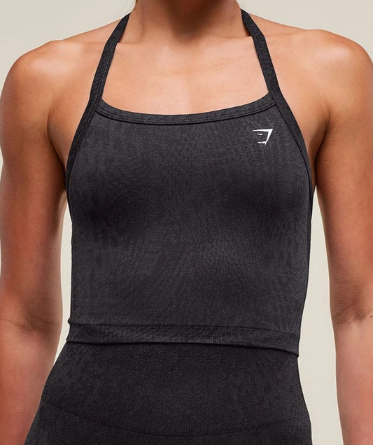 GYMSHARK Lebanon - Adapt X Whitney Animal Seamless Midi Tank Black - Front