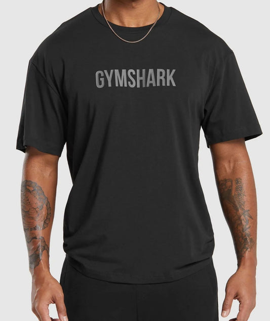 GYMSHARK Lebanon - Apollo Oversized T-Shirt Black - Front