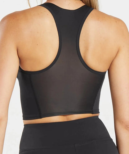 GYMSHARK Lebanon - Crop Mesh Tank Black - Back