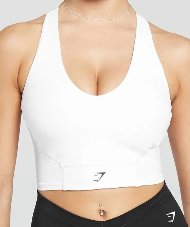 GYMSHARK Lebanon - Crop Mesh Tank White - Front