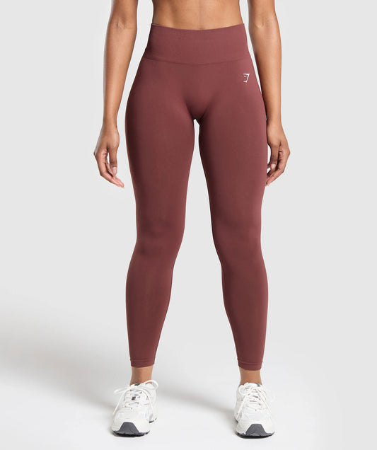 GYMSHARK Lebanon - Everyday Seamless Leggings Burgundy Brown - Front