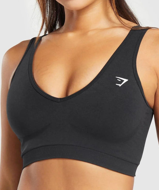 GYMSHARK Lebanon - Everyday Seamless Sports Bra Black - Front