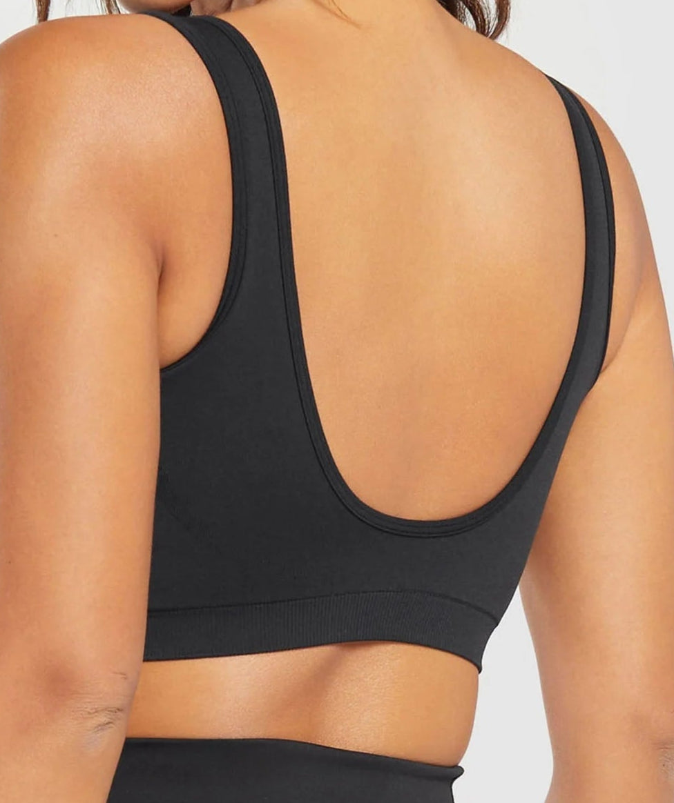 GYMSHARK Lebanon - Everyday Seamless Sports Bra Black - Back