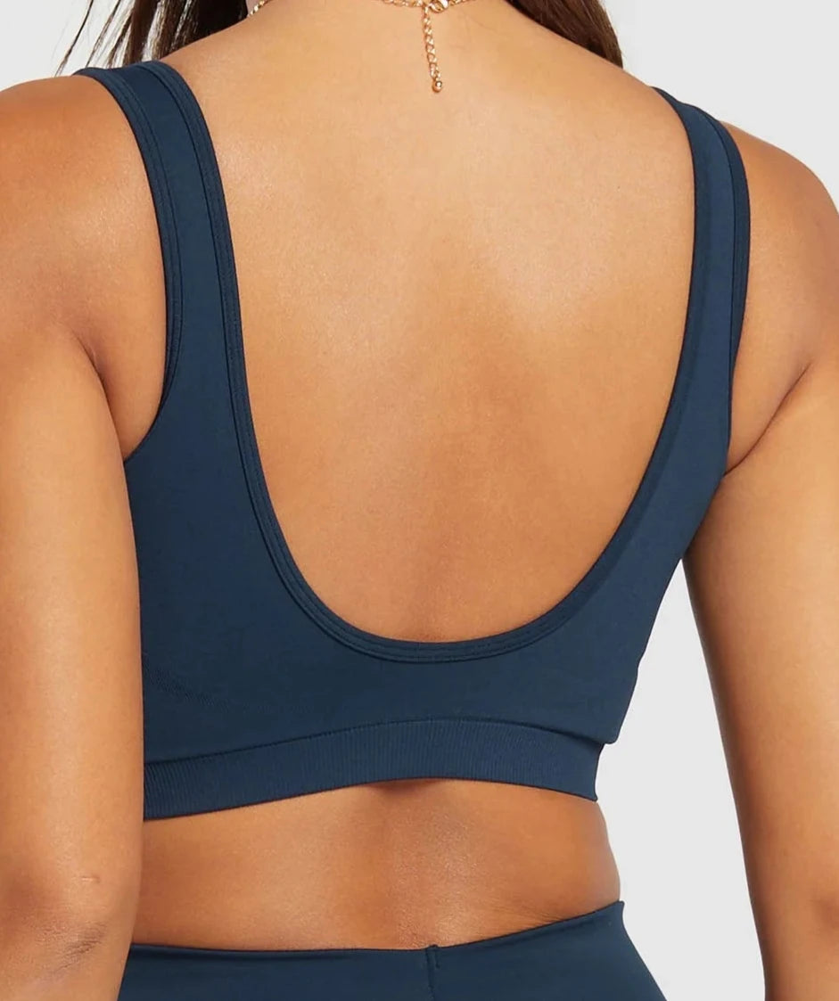 GYMSHARK Lebanon - Everyday Seamless Sports Bra Navy - Back