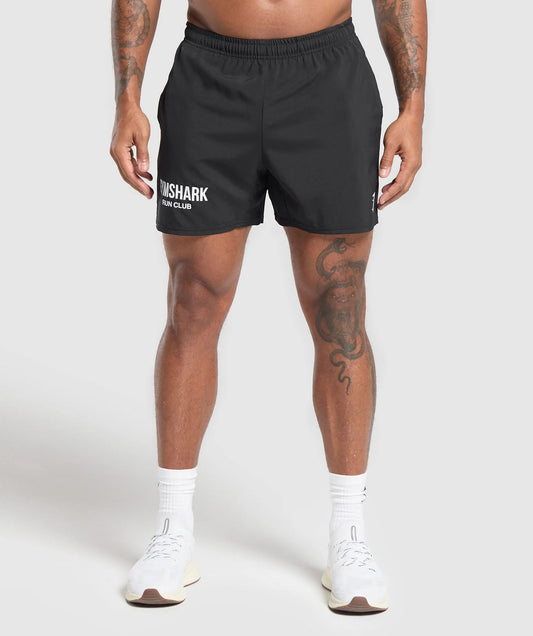 GYMSHARK Lebanon - Running Dept. 5" Shorts Black - Front