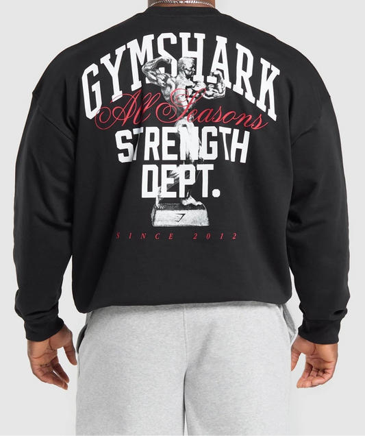 GYMSHARK Lebanon - Trophy Graphic Crew Black - Back