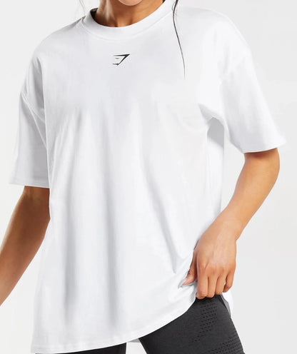 GYMSHARK Lebanon - Fraction Oversized T-Shirt White - Front