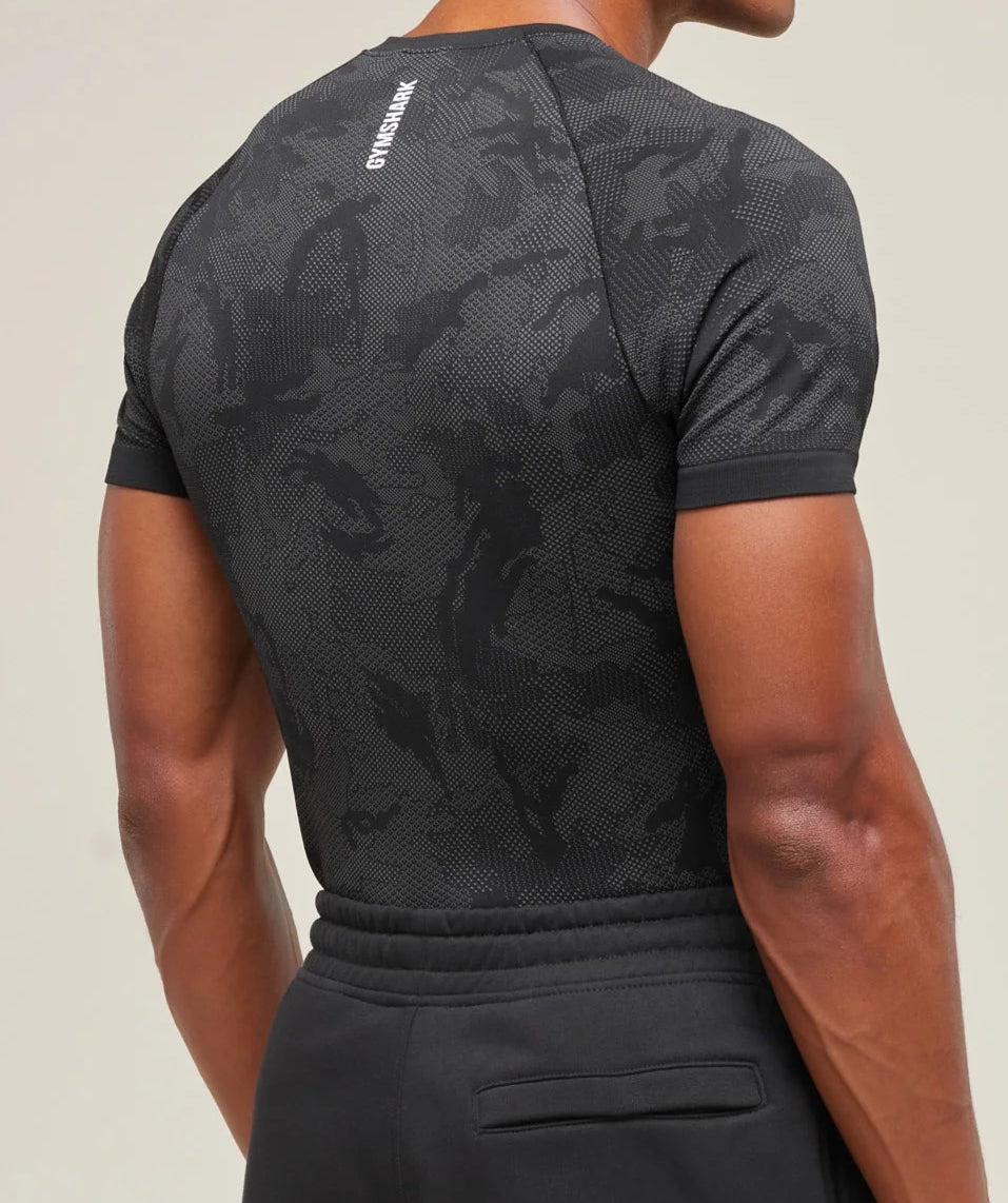 Geo Seamless T-Shirt - Black - Back