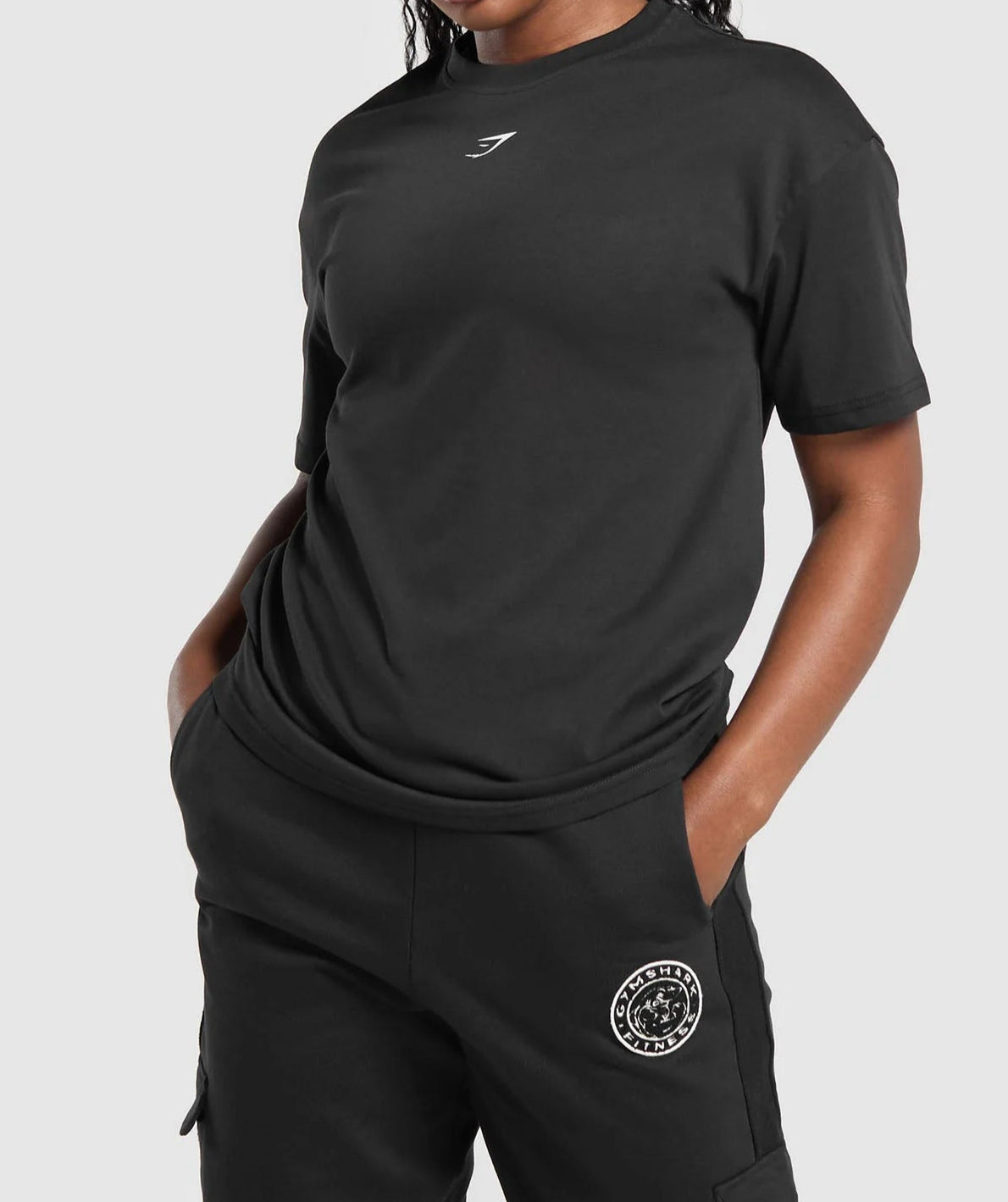 GYMSHARK Lebanon - Power Oversized T-Shirt Black - Front