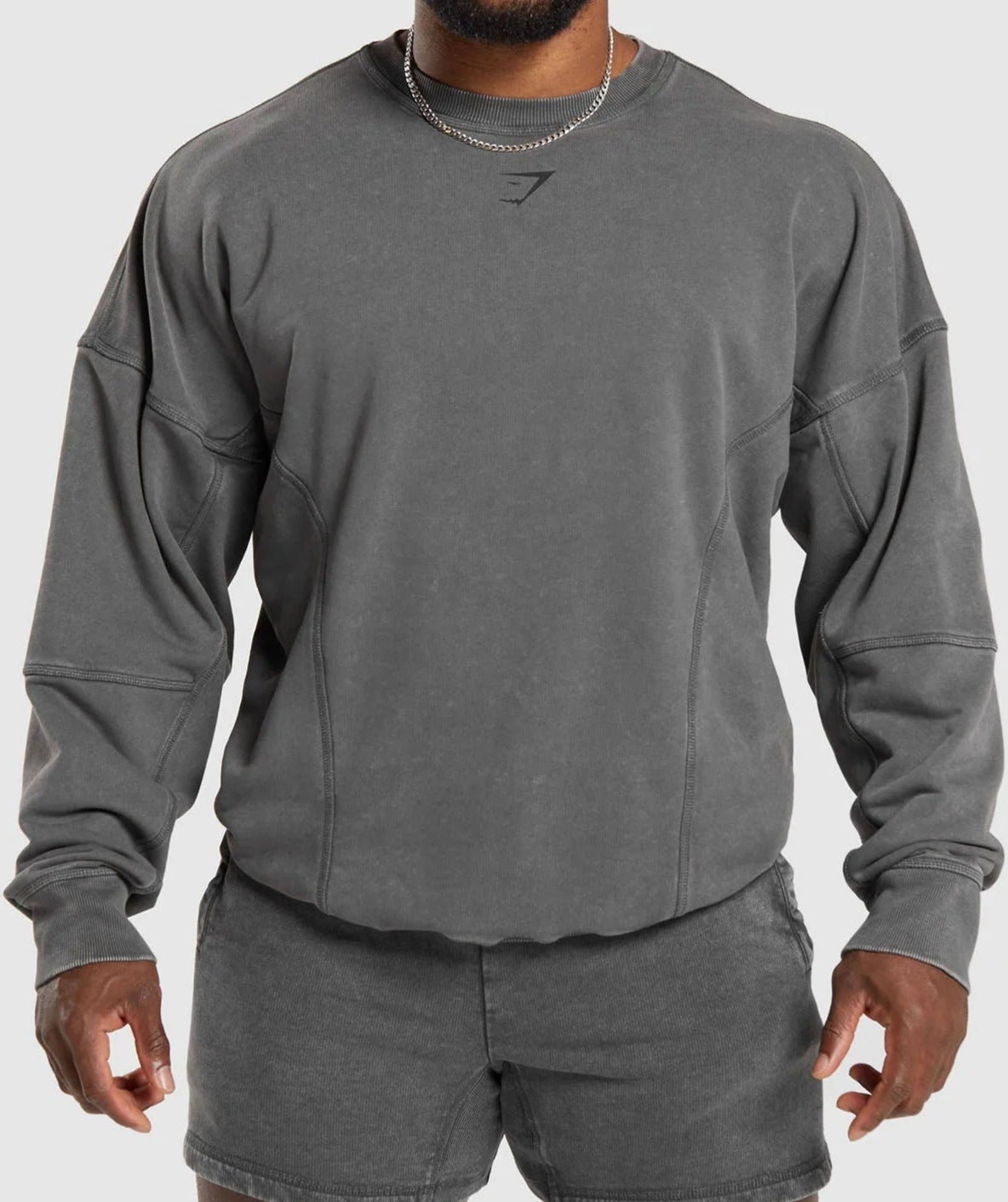 GYMSHARK Lebanon - Heritage Washed Crew Onyx Grey - Front