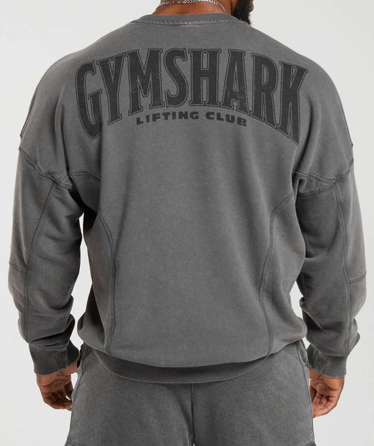 GYMSHARK Lebanon - Heritage Washed Crew Onyx Grey - Back