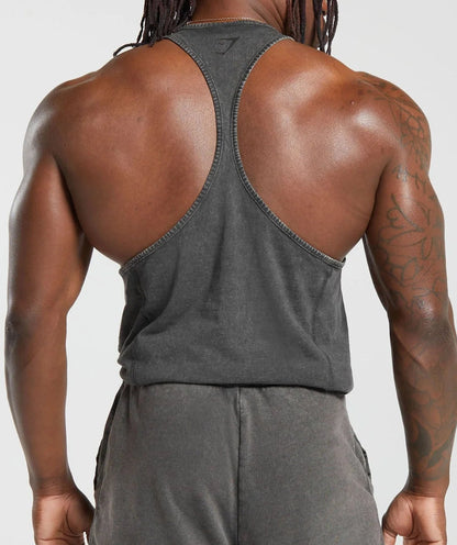 GYMSHARK Lebanon - Heritage Washed Stringer Onyx Grey - Back
