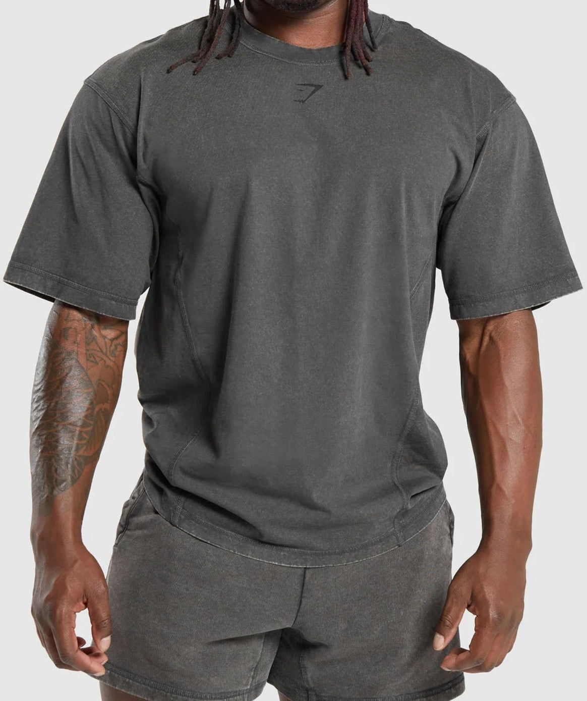 GYMSHARK Lebanon - Heritage Washed T-Shirt Onyx Grey - Front