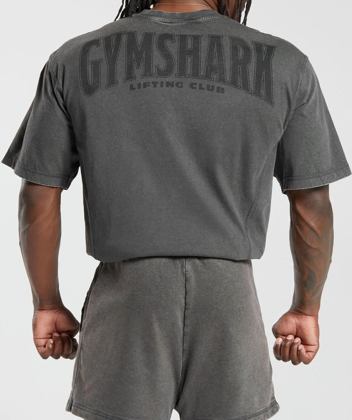 GYMSHARK Lebanon - Heritage Washed T-Shirt Onyx Grey - Back