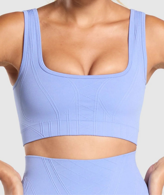 GYMSHARK Lebanon - Corset Seamless Sports Bra Lift Blue - Front