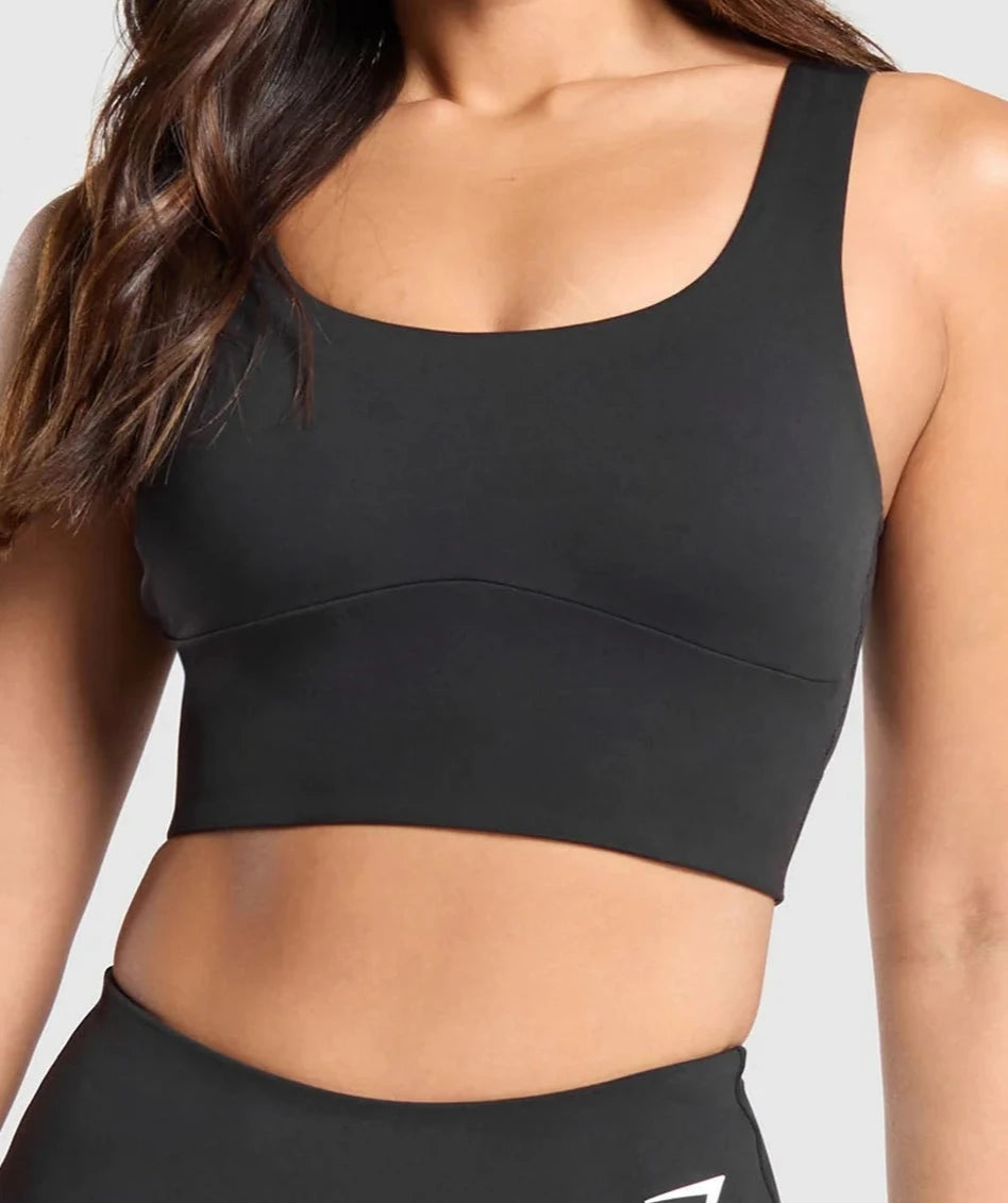 GYMSHARK Lebanon - Longline Sports Bra Black - Front