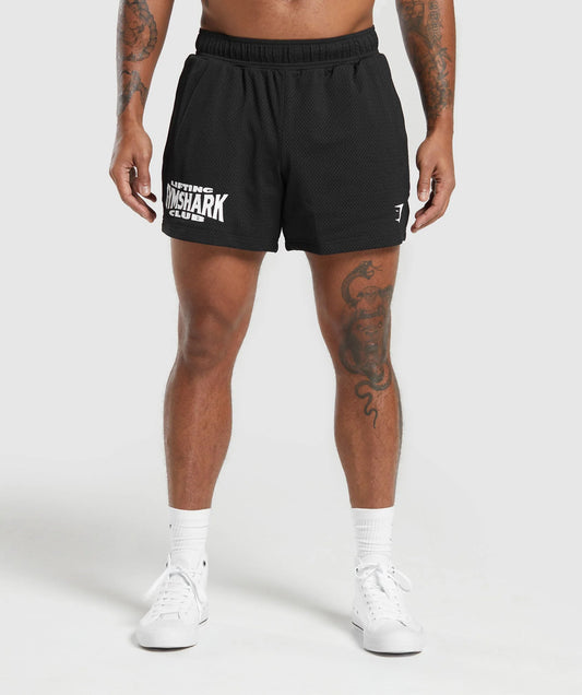 GYMSHARK Lebanon - Lifting Club Mesh 5" Shorts - Black - Front