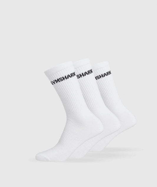 GYMSHARK Lebanon - Lite Crew Socks 3pk White