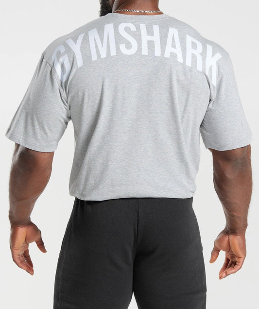 GYMSHARK Lebanon - Power T-Shirt Light Grey Core Marl - Back