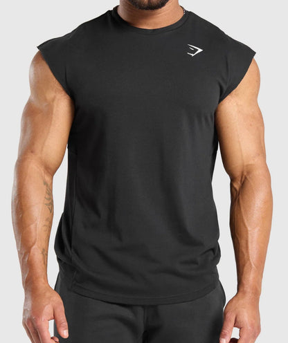 GYMSHARK Lebanon - React Cut Off Tank Black - Front