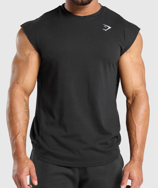 GYMSHARK Lebanon - React Cut Off Tank Black - Front