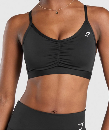 GYMSHARK Lebanon - Ruched Sports Bra Black - Front