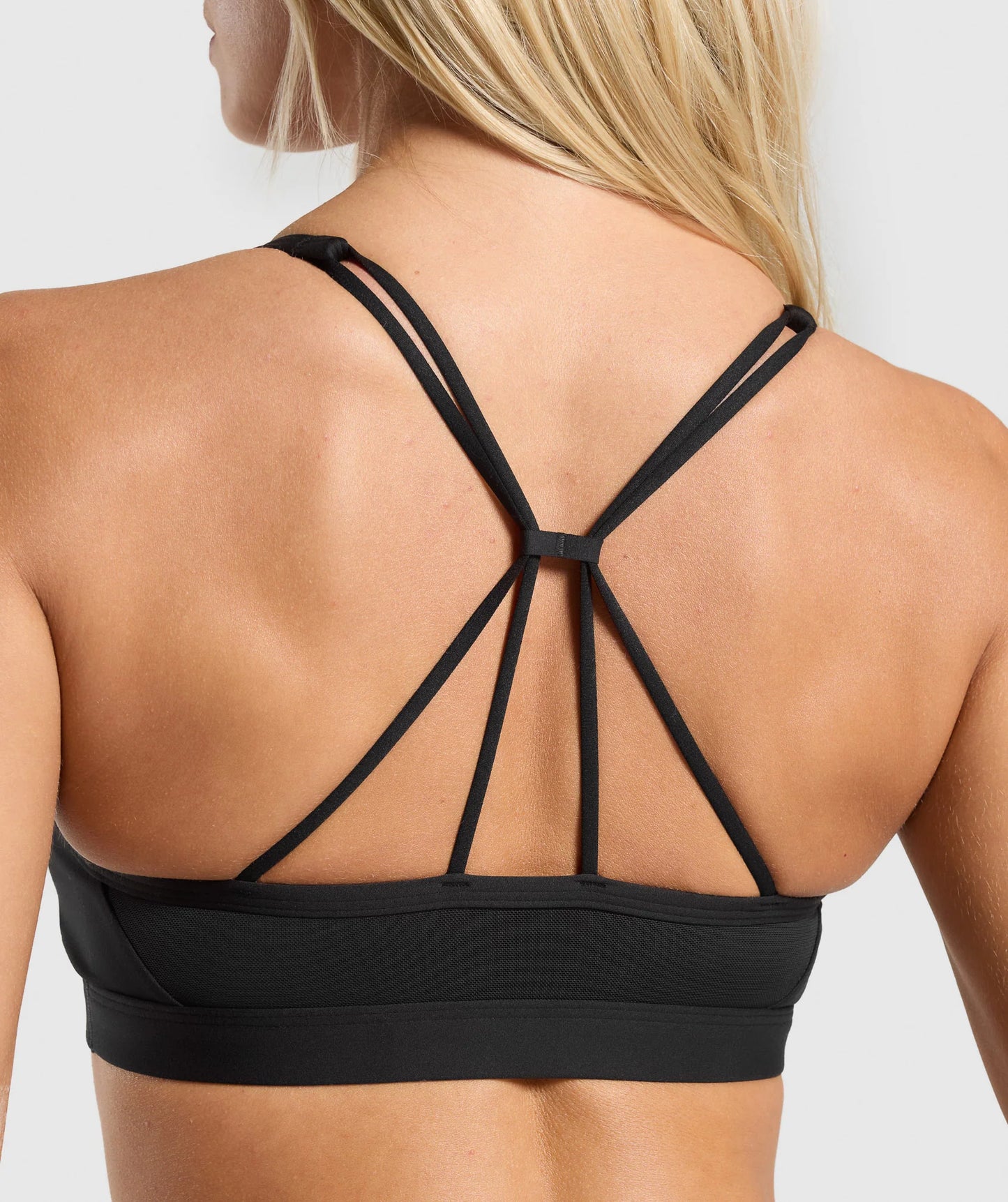 GYMSHARK Lebanon - Ruched Strappy Sports Bra Black - Back