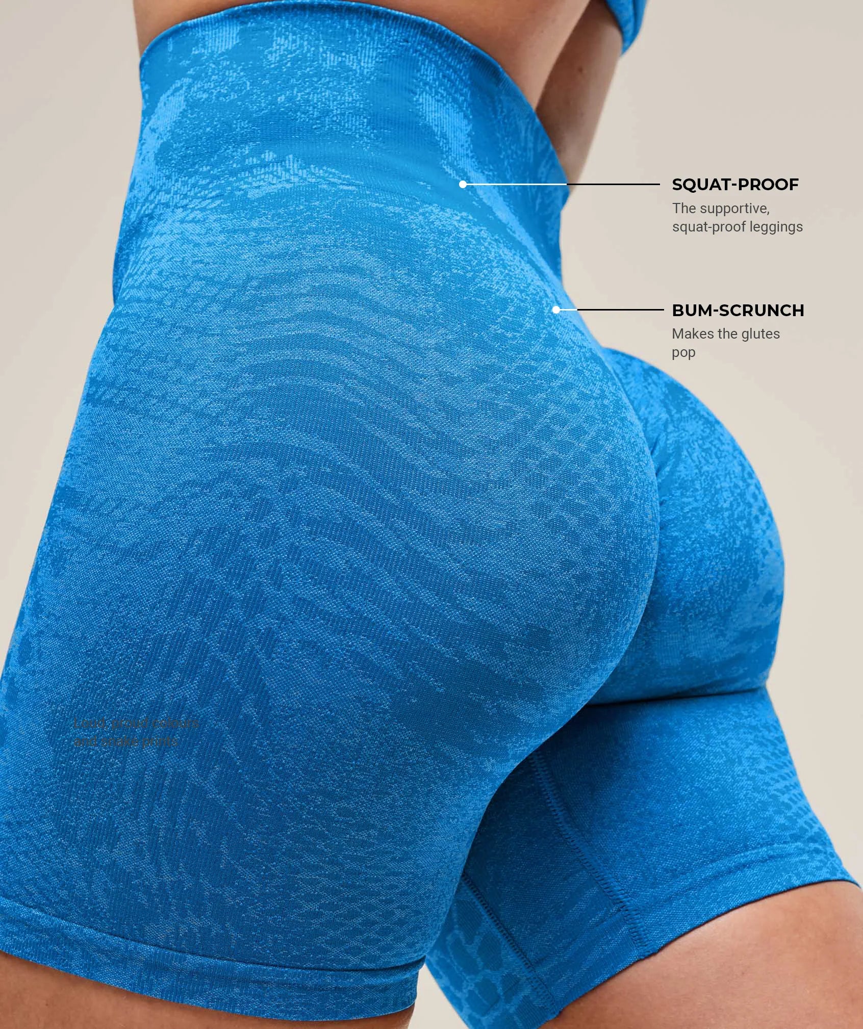 GYMSHARK Lebanon - Adapt X Whitney Animal Seamless Shorts Barbell Blue/Gentle Blue - Back Description