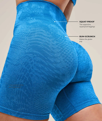 GYMSHARK Lebanon - Adapt X Whitney Animal Seamless Shorts Barbell Blue/Gentle Blue - Back Description