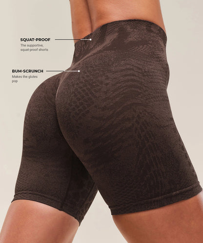 GYMSHARK Lebanon - Adapt X Whitney Animal Seamless Shorts Brown - Back Description