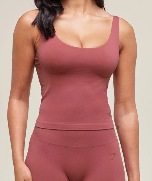 GYMSHARK Lebanon - Soft Sculpt Shelf Tank Washed Berry Pink - Front