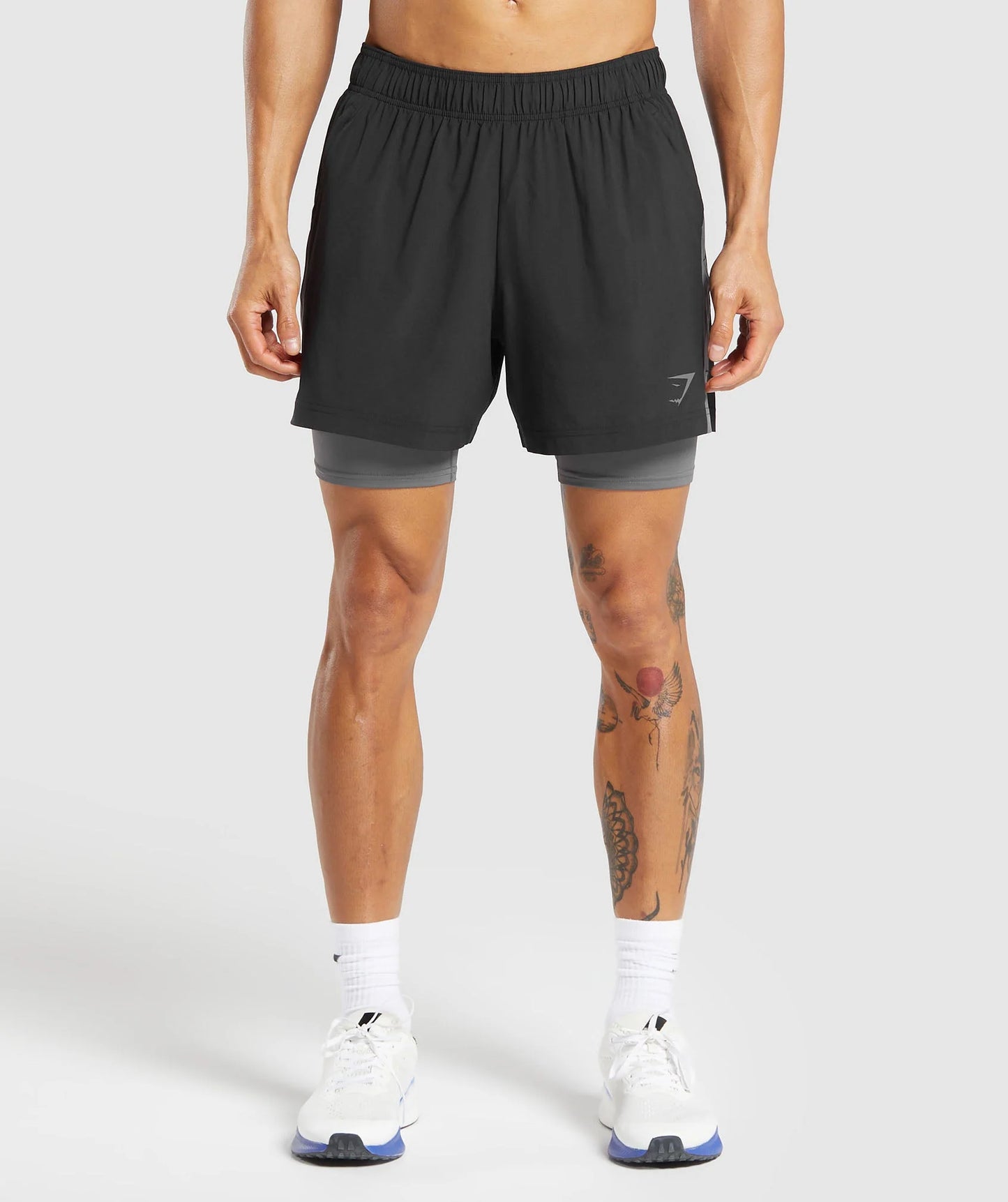 GYMSHARK Lebanon - Sport 5" 2 in 1 Shorts Black & Dark Grey - Front