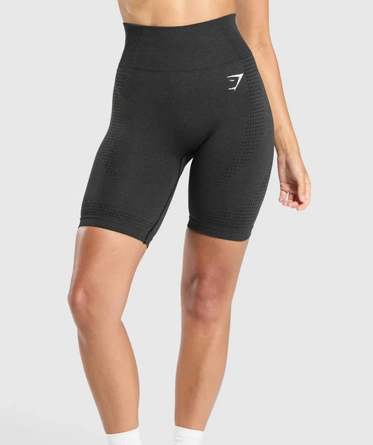 GYMSHARK Lebanon - Vital Seamless 7" Shorts Black - Front