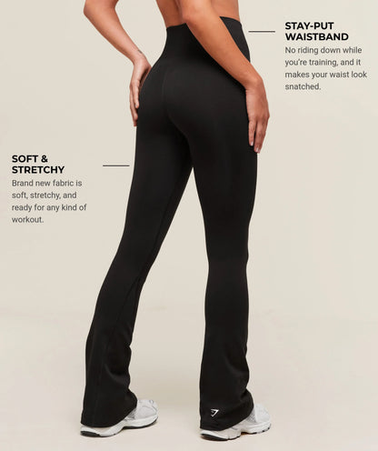GYMSHARK Lebanon - Vital Sculpt Seamless Flared Legging Black - Back