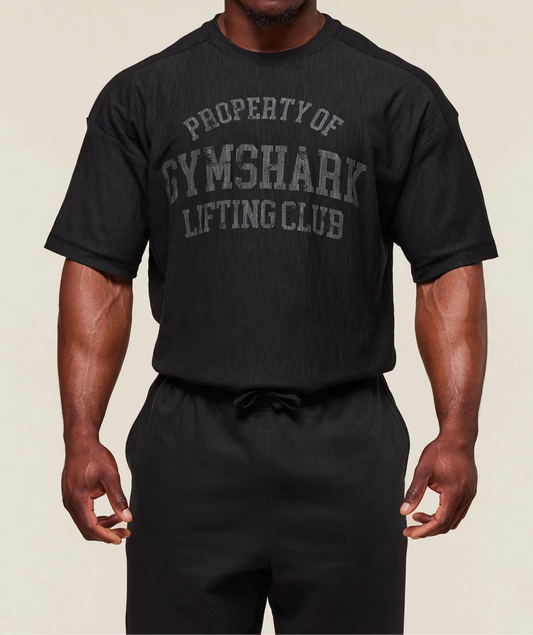 GYMSHARK Lebanon - Lightweight Slub Textured T-Shirt Black - Front