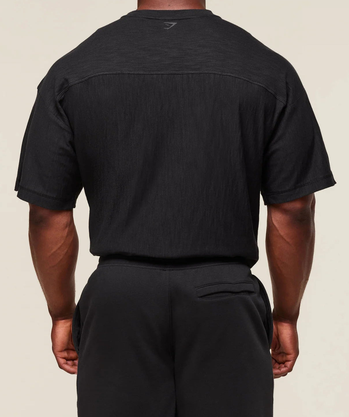 GYMSHARK Lebanon - Lightweight Slub Textured T-Shirt Black - Back