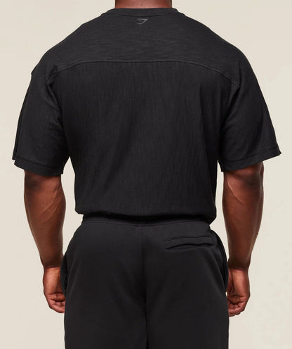 GYMSHARK Lebanon - Lightweight Slub Textured T-Shirt Black - Back