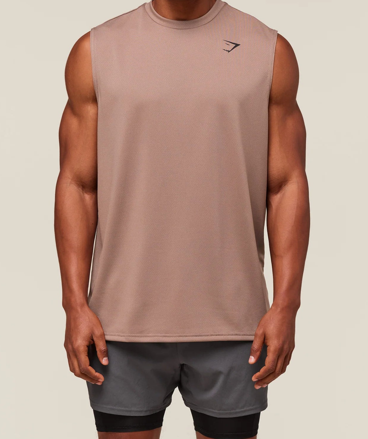 GYMSHARK Lebanon - Oversized Performance Tank Mocha Mauve - Front