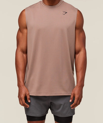 GYMSHARK Lebanon - Oversized Performance Tank Mocha Mauve - Front