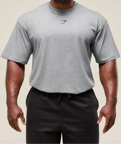 GYMSHARK Lebanon - Power T-Shirt Charcoal Core Marl/Black - Front