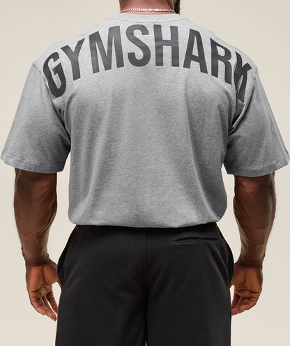 GYMSHARK Lebanon - Power T-Shirt Charcoal Core Marl/Black - Back