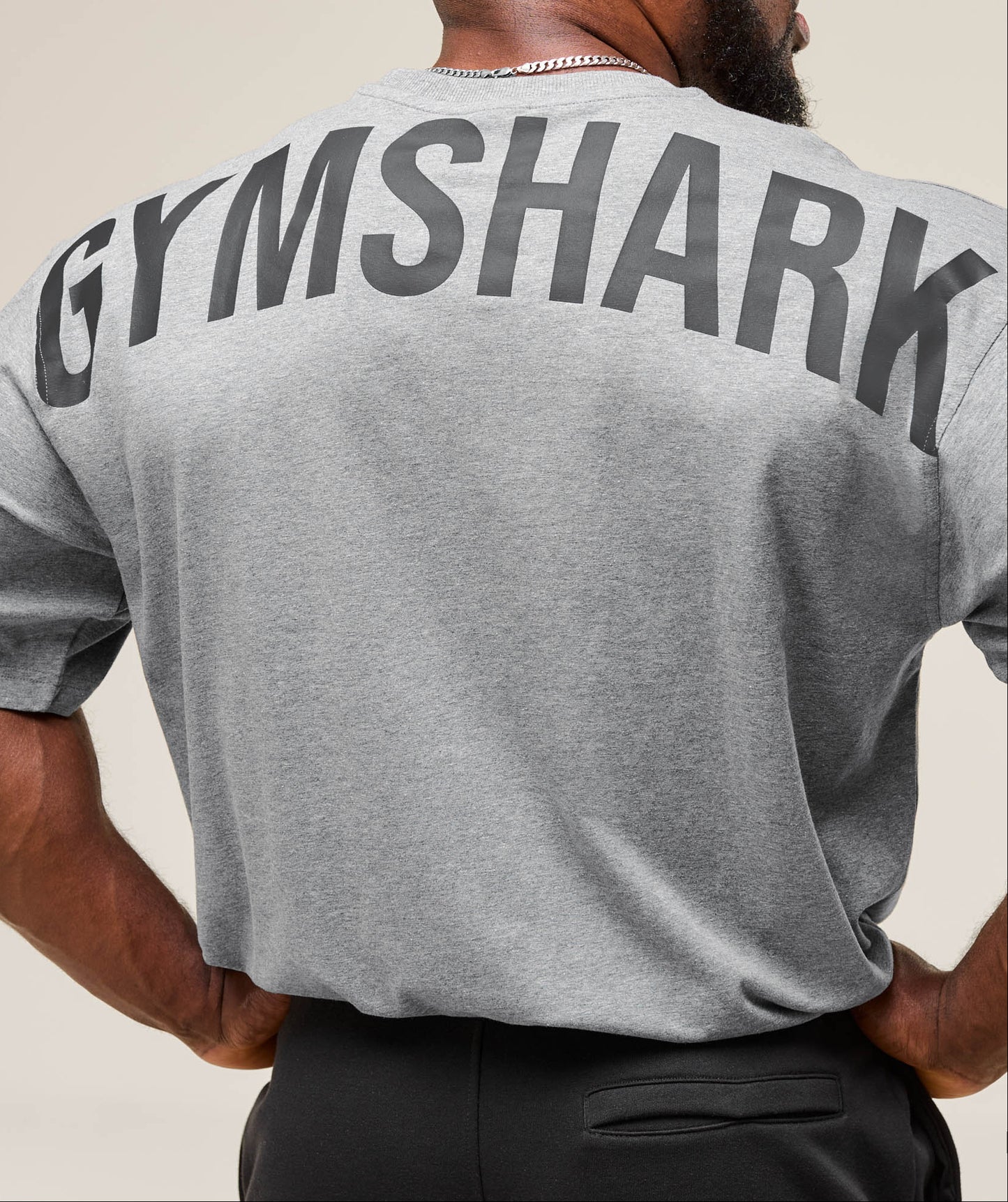 GYMSHARK Lebanon - Power T-Shirt Charcoal Core Marl/Black - Side