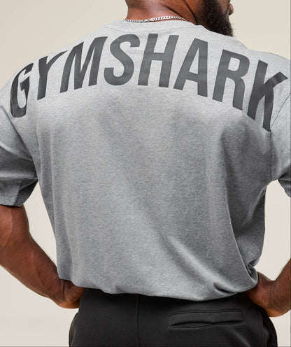 GYMSHARK Lebanon - Power T-Shirt Charcoal Core Marl/Black - Side
